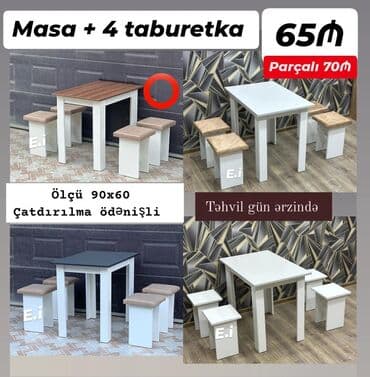 divar stolu: Для кухни, Новый, 4 стула — 1