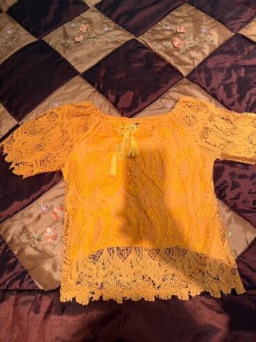 ağ qadın köynəyi: Sarı krujeva kofta - Material: tamamilə krujeva/naxışlı gipür parça Az — 2