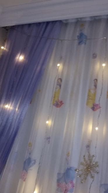 seyf qapı: Uşaq otağı üçün naxışlı tull pərdə(dalda aq rəngdə pərdə günəş — 10