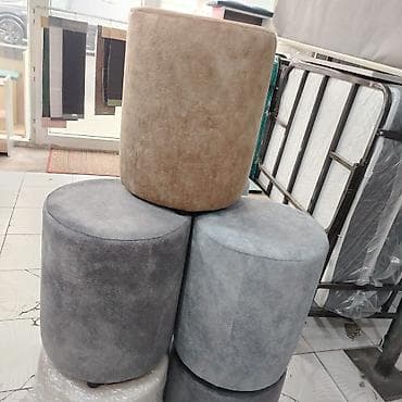 Yeni, Pufik oturacaq, Süni dəri, rəng - Boz, Kredit yoxdur, Ödənişli çatdırılma