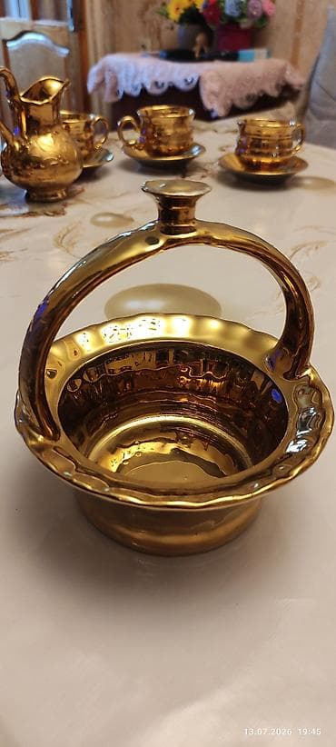 Çay dəsti, rəng - Qızılı, Keramika — 4