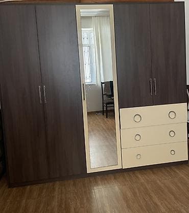 hamam kranti: Yeni, 5 qapı, Güzgülü, Qəhvəyi, Taxta, Açılan, Düz dolab — 1