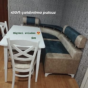 Mətbəx üçün, Yeni, Açılmayan, Dördbucaq masa, 2 stul