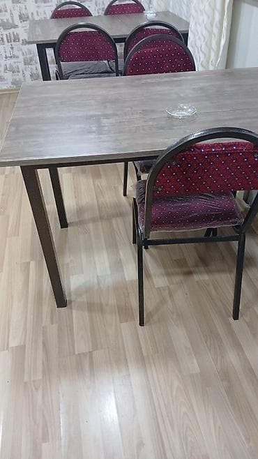 Mətbəx üçün, İşlənmiş, Qatlanan, Dördbucaq masa, 4 stul — 4