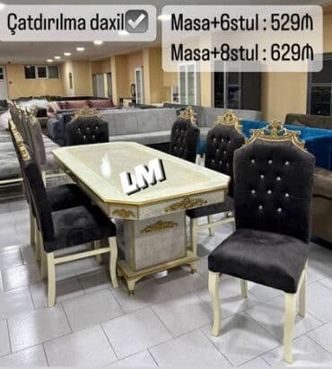 taxta stol stul satiram: Möhtəşəm masa dəsti Qiymət : Masa 2x1 +6 stul ✨️ 530₼ Masa 2x1 — 2