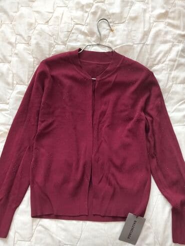 jaketler qadin ucun: Balenciaga markalı, tünd qırmızı rəngdə, uzunqol qadın kardiganı — 1