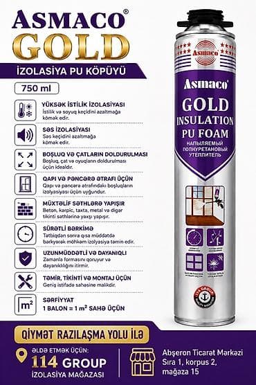 super dini sekiller: Asmacо GOLD İzalоsiyа PU Köpüyü – 750 ml - Yüksək istilik — 1