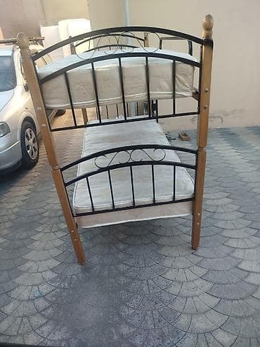 tekli carpayi: İki mərtəbəli çarpayı – dəmir karkaslı - Material: möhkəm metal — 2