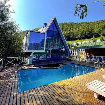 bag evleri: Lerikdə meşə ilə əhatələnmiş, müasir şüşə fasadlı A-frame tipli villa — 2