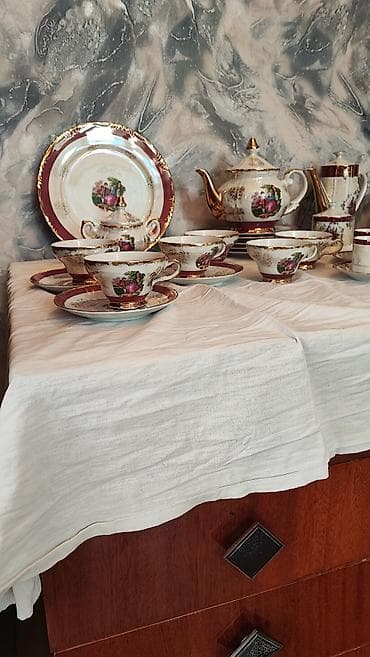 Çay dəsti, rəng - Qızılı, Farfor, 6 nəfərlik, Yaponiya — 4