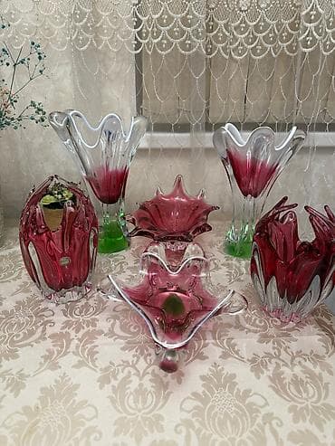 Məhsul: Bədii üslubda dekorativ şüşə dəsti Təsvir: - 6 ədəd əl üfürmə