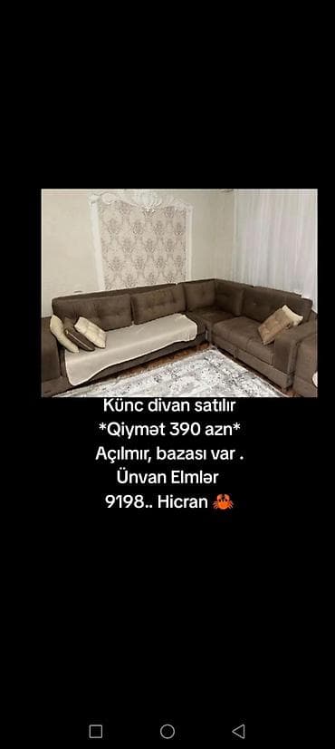 sade divan: Künc divan satılır *Qiymət 390 azn* Açılmır, bazası var . Ünvan Elmlər — 1