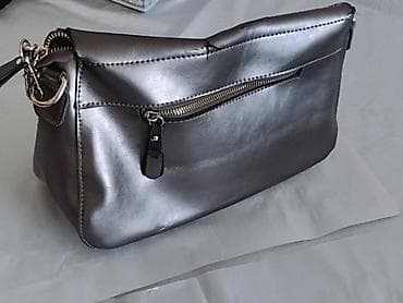 Çantalar: Gümüşü-metalik rəngdə çiyin/çapraz qadın çantası - Material: parlaq — 3