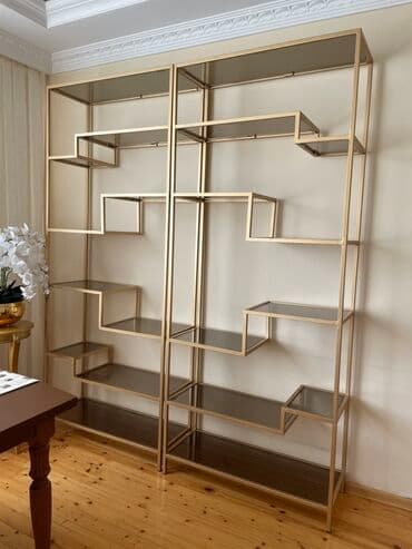 стеклянные полки на стену: Müasir dizaynlı açıq rəf sistemi - İki bölmədən ibarət modul — 2