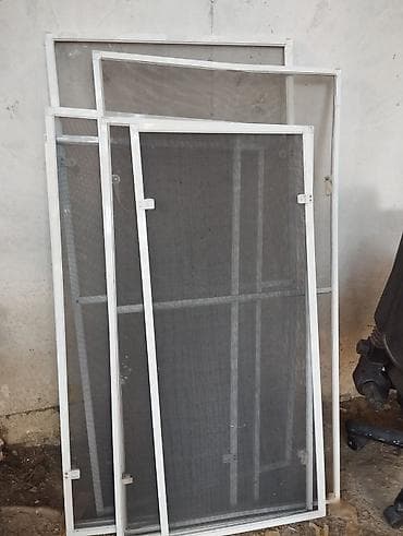 qapi ucun setkalar: Pəncərə üçün ağ alüminium karkaslı milçək torları (set) - Material — 1
