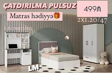 Uşaq/yeniyetmə otağı üçün mebel dəsti Tərkib: - Tək nəfərlik çarpayı — 1