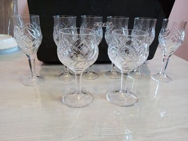 dest qab: Qədəhlər, Xrustal, 8 ədədli dəst, Rusiya — 21