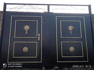 İşlənmiş Dəmir Həyət darvazası, Yana açılan, Mexaniki, Qapı ilə, rəng - Qara, Kredit yoxdur, Ödənişli çatdırılma