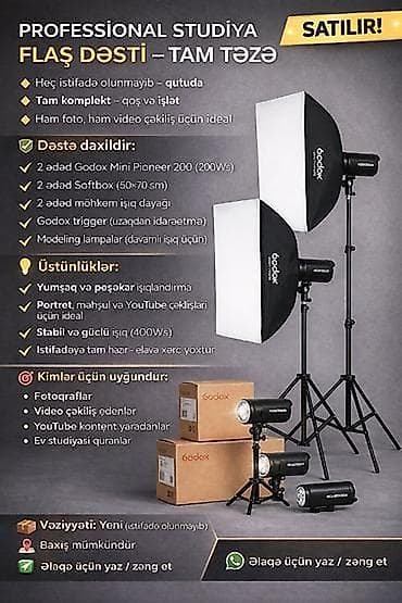 pione: Peşəkar studiya flaş dəsti – tam komplekt Dəstəyə daxildir: - 2 ədəd — 1