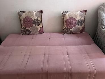 Çevrilə bilən divan/çarpayı - Rəng: toz pembe - Parça: yumşaq məxməri — 6