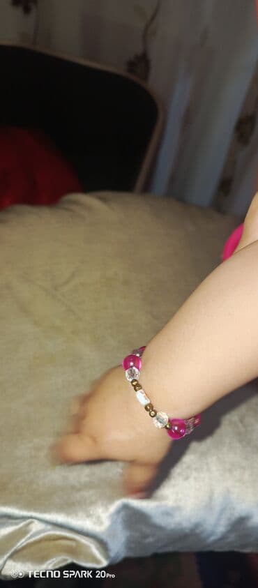 Uşaq üçün boncuk bilərziklər - Material: akril boncuklar, şəffaf