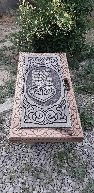 nərd taxta: Taxta oyma kombinə lövhə – şahmat/nərd üçün - Material: bərk ağacdan — 4