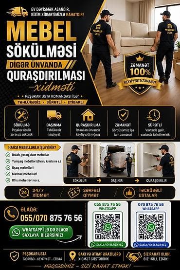 Mebel sökülməsi və digər ünvanda quraşdırılması xidməti - Peşəkar