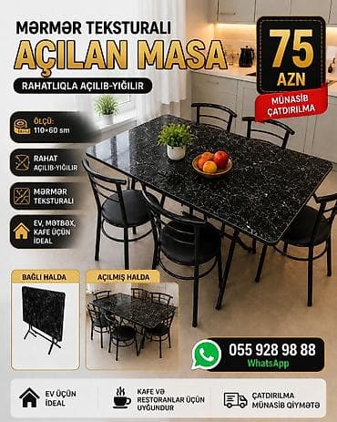 modern metbex mebelleri: Mətbəx üçün, Yeni, Qatlanan, Kvadrat masa — 1