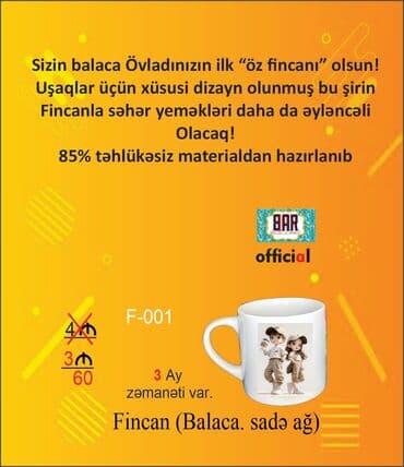 uşaq ucun yemək qab dəsti: Fincanlar, rəng - Ağ, 1 əd — 1