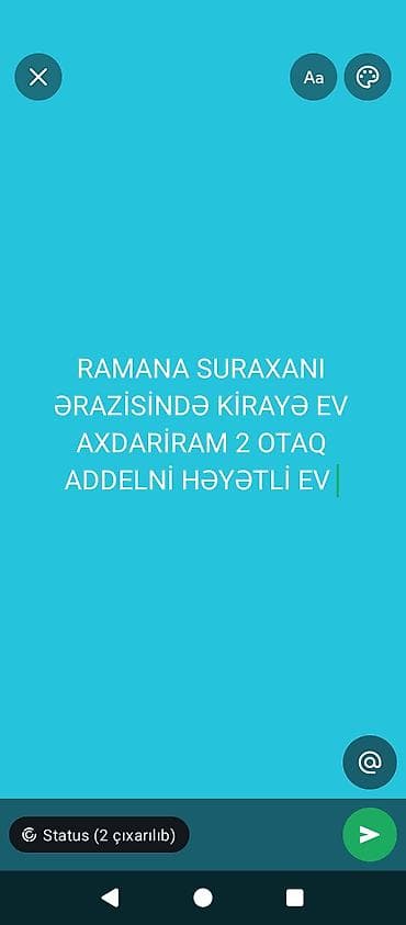 lökbatanda kiraye: Ramana – Suraxanı ərazisində kirayə ev axtarılır. Tələb olunan ev: - 2 — 1