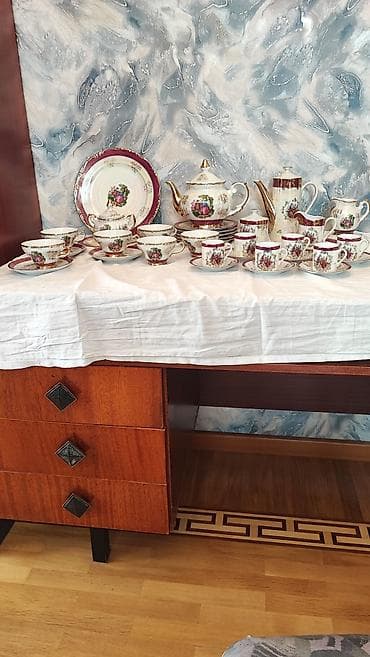 Çay dəsti, rəng - Qızılı, Farfor, 6 nəfərlik, Yaponiya — 1