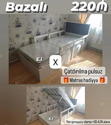 tek kravat: Bazalı tək nəfərlik çarpayı – 220 AZN - Açarla qaldırılan bazalı — 1