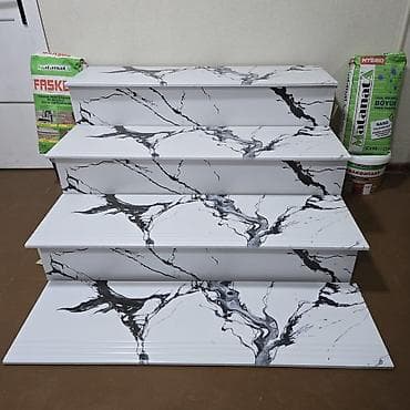 Mərmər naxışlı pilləkən üzlükləri - Material: dayanıqlı MDF/laminat