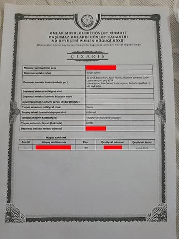 8 sot, Mülkiyyətçi, Kupça (Çıxarış) — 10
