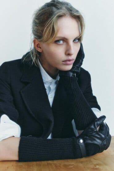 moskva univermağı qizil sirgalar: Zara teze elcek deri ve toxunma qarışıg model — 2