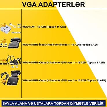 mini manitor: VGA Adapterlər SAYLA ALANA VƏ USTALARA TOPDAN QİYMƏTLƏ VERİLİR! ⭐VGA — 2
