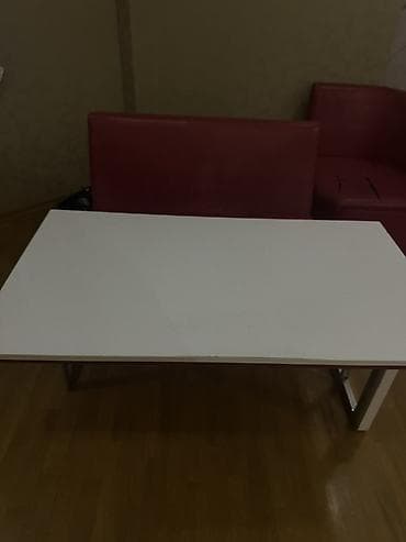 kündür: Qırmızı rəngli künc oturacaq + uzun oturacaq və ağ masa dəsti - Dəst — 4