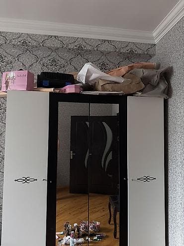 asilqan taxta: 3 qapılı, Güzgülü, Ağ, Taxta, Açılan, Düz dolab — 3