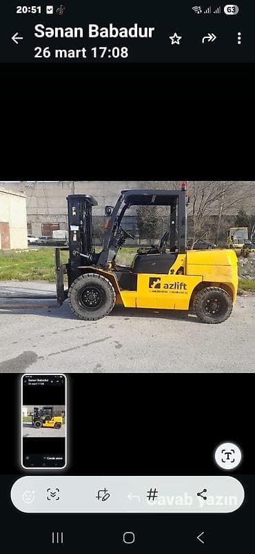 kompressor teh: Hanga markalı dizel forklift Texniki xüsusiyyətlər: - Yükqaldırma: 3 — 1