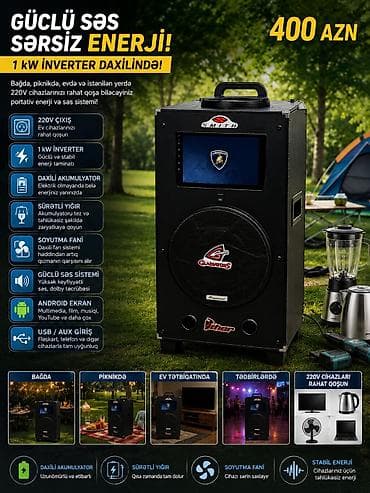 ⚡ SATILIR – 400 AZN ⚡ 🔊 1 kW İnverterli Portativ Multimedia və Enerji