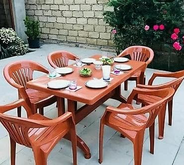 ders stol: Yeni, Dördbucaq masa, 6 stul, Açılan, Plastik, Azərbaycan — 5