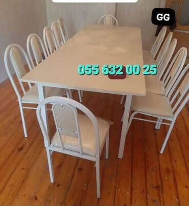 endirimde olan mebeller: Yeni, Dördbucaq masa, 4 stul, Açılan, Stullar ilə, Metal — 16