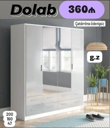Açılan, 4 qapılı Düz dolab, Qarderob, paltar dolabı