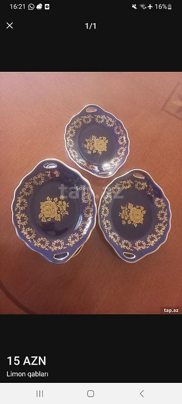 göy daş satışı: Limon qabları – 6ede - Material: keramika/porseleyn görünüşlü - Rəng — 1