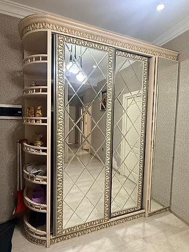dolaplar: İşlənmiş, 2 qapılı, Güzgülü, Bej, Digər material, Kupe, Düz dolab — 1