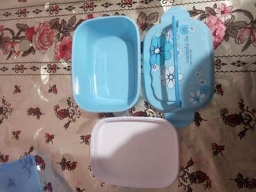 Lincoln: Mavi rəngli nahar qabı (lunch box) - Kompakt, yastı dizayn; üst — 3