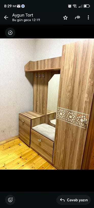 ucuz dolab: 1 qapı, Güzgülü, Qəhvəyi, Digər material, Açılan, Künc dolab — 1