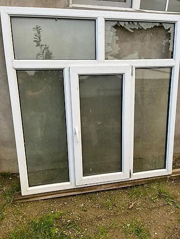 plastik cenler: PVC pəncərə bloku - Material: ağ rəngli PVC profil - Konstruksiya: 3 — 1