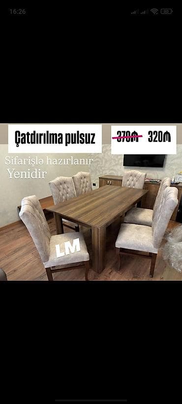 Qonaq otağı üçün, Yeni, Açılmayan, Dördbucaq masa, 4 stul lalafo.az -da Qonaq otağı üçün, Yeni, Açılmayan, Dördbucaq masa, 4 stul