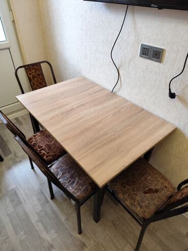 yığılıb açılan stol: Mətbəx üçün, Yeni, Açılmayan, Dördbucaq masa, 4 stul — 3